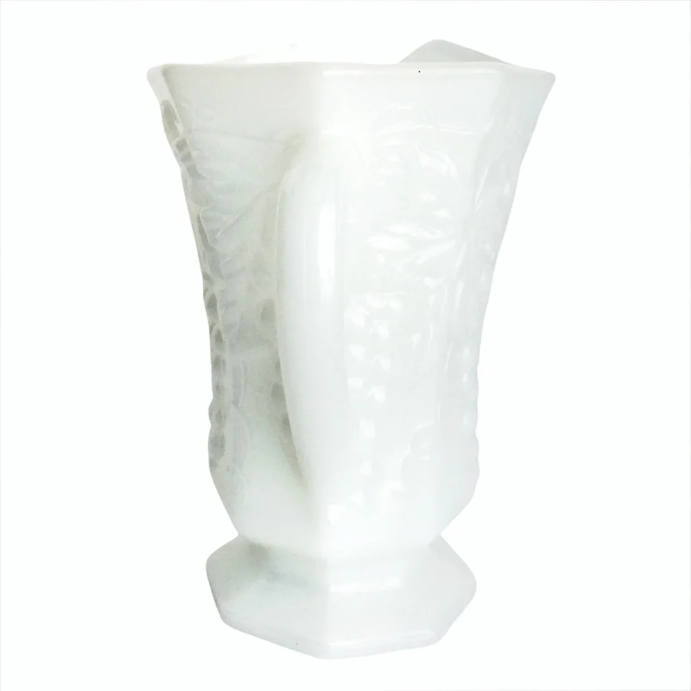 Vintage Anchor Hocking Faceted Milk Glass Pitcher